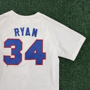 Vintage 90s Goodman Texas Rangers Baseball Jersey Nolan Ryan Size Small (Large)